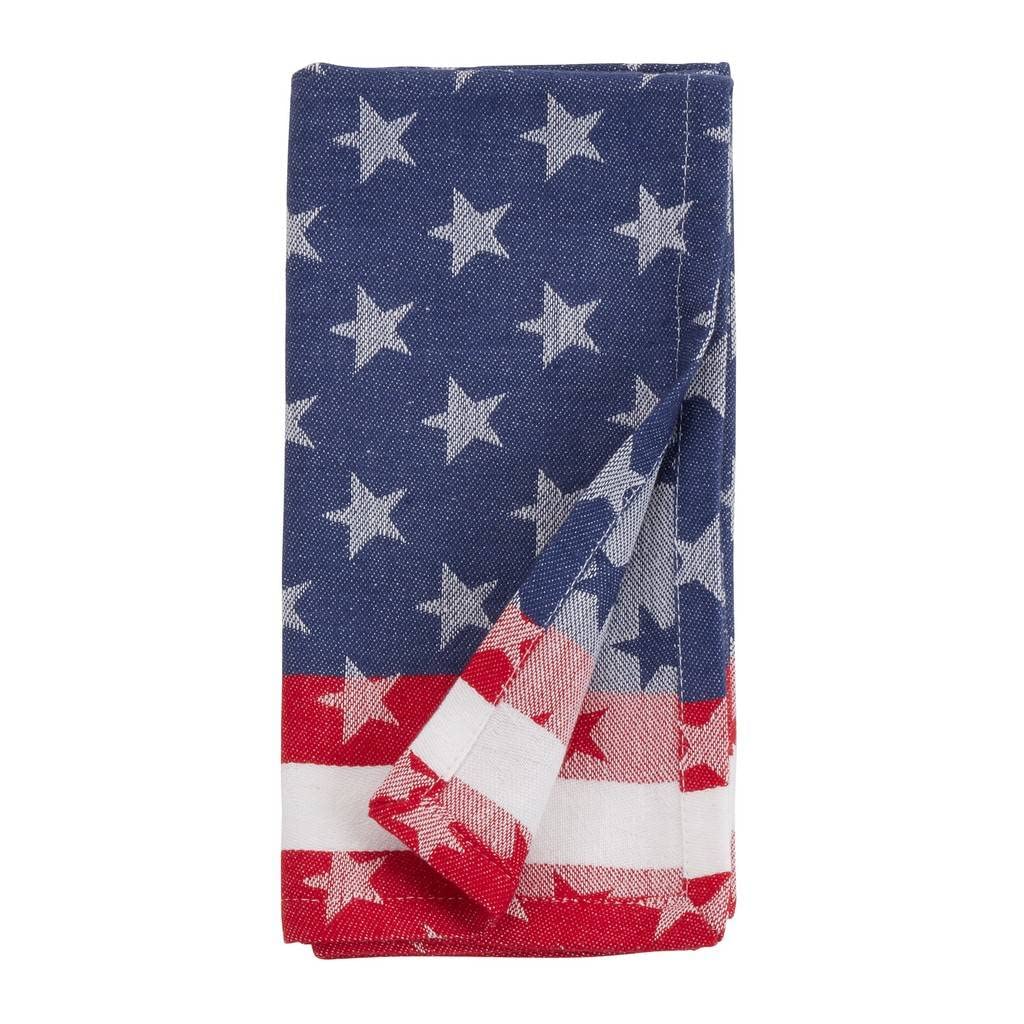 Fennco Styles Stripe Star Americana Cotton Table Runner 16" W x 72" L - Multicolored American Flag Inspired Table Cover for Home Décor, Dinner Parties, National Holidays