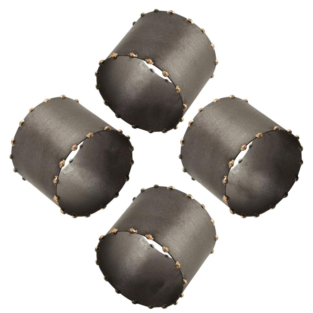 Fennco Styles Modern Dot Rim Iron Napkin Rings, Set of 4 - Metal Decorative Napkin Holders for Home, Dining Room, Banquet, Family Gathering, Holiday and Special Occasion