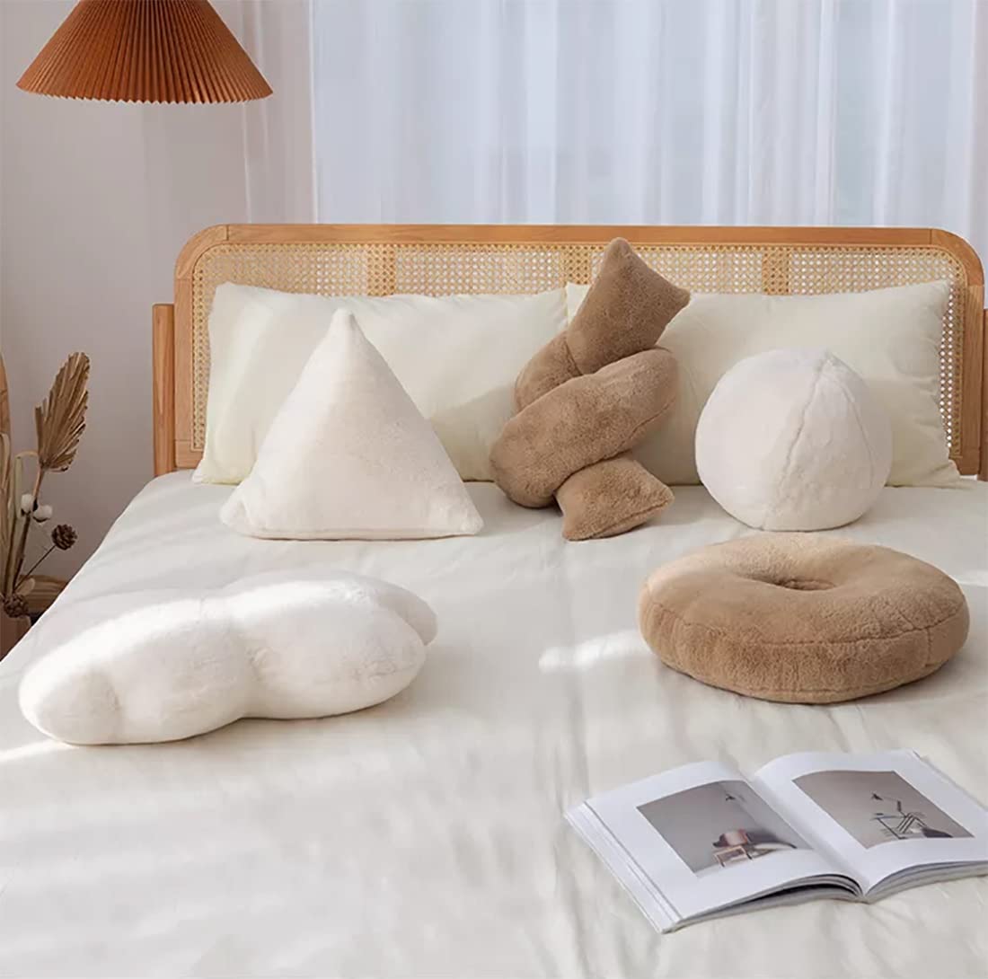 Fennco Styles Faux Fur Donut Shaped Decorative Plush Throw Pillow 16" Round - Brown Fluffy Soft Cushion for Kids Room, Playroom, Bedroom, Living Room, Nursery, Office Décor