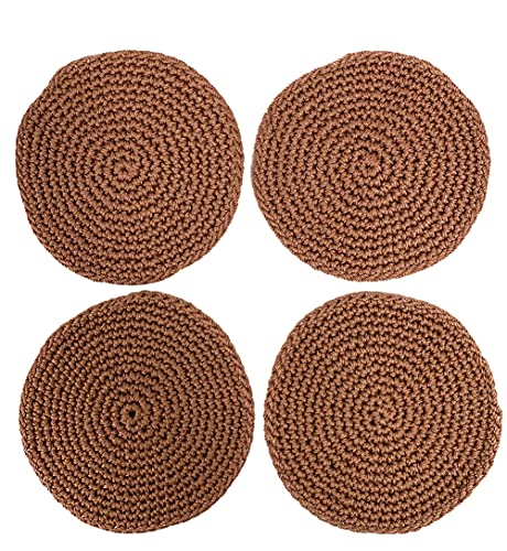 Fennco Styles Handmade Crochet Cocktail Drink Coasters 5-Inch Round, Set of 4 - Doilies for Everyday Use, Holiday, Farmhouse, Décor, Tea Party and Special Occasion