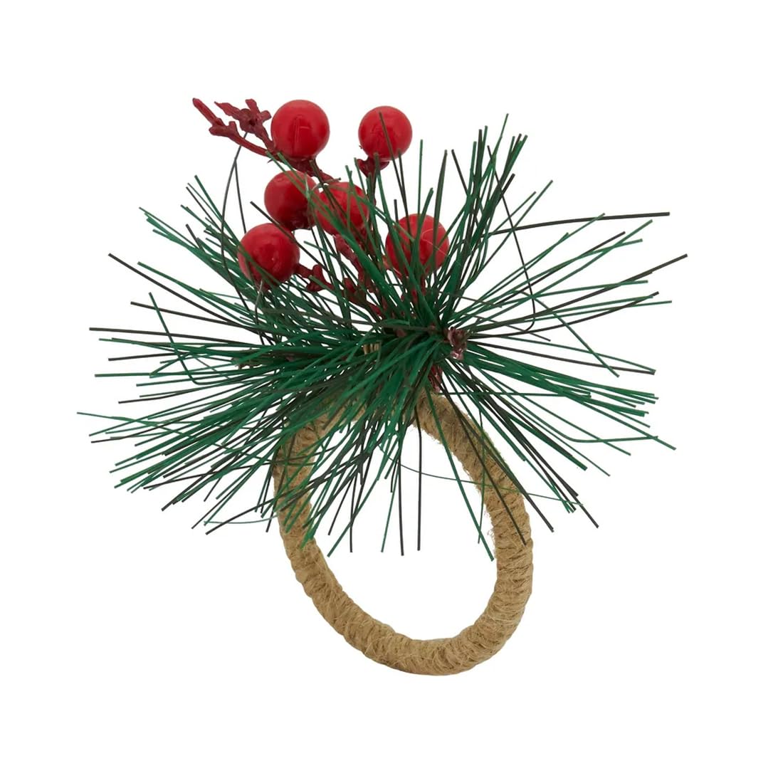 Fennco Styles Handmade Christmas Decorative Napkin Rings, Set of 4 - Green Napkin Holders for Home, Dining Room, Banquet, Family Gathering, Holiday Decor and Special Occasion