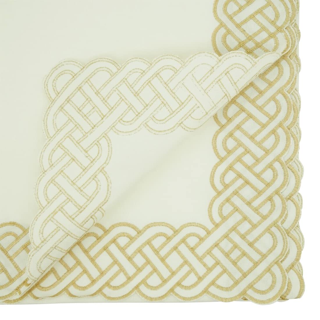 Fennco Styles Braid Emroidered Metallic Border Table Runner 16" W x 54" L - Silver Table Cover for Home Décor, Everyday Use, Christmas, Banquets and Special Events
