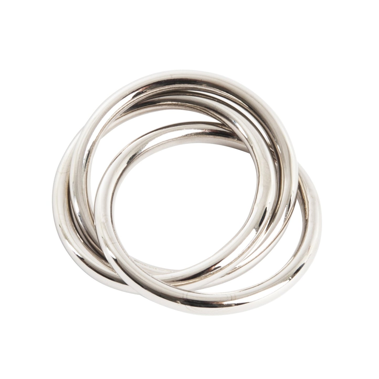 Fennco Styles Classic Three Rings Design Silver Metal Napkin Rings, Set of 4