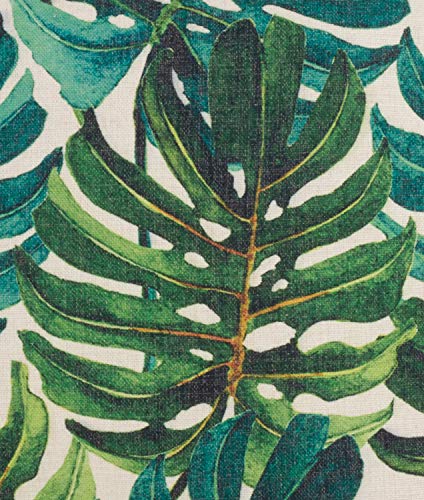 Fennco Styles Home Indoor Outdoor Décor Tropical Print Dark Green Palm Leaf Filled Throw Pillow 18'W X 18" L