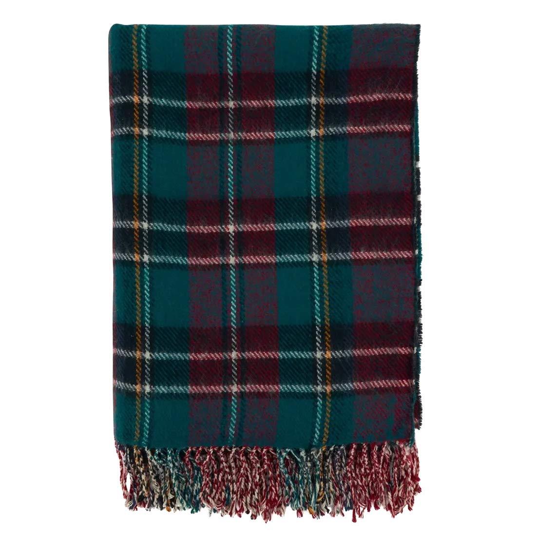 Fennco Styles Reversible Plaid Herringbone Fringe Throw Blanket 50" W x 60" L – Green Knitted Blanket for Couch, Bedroom and Living Room Décor