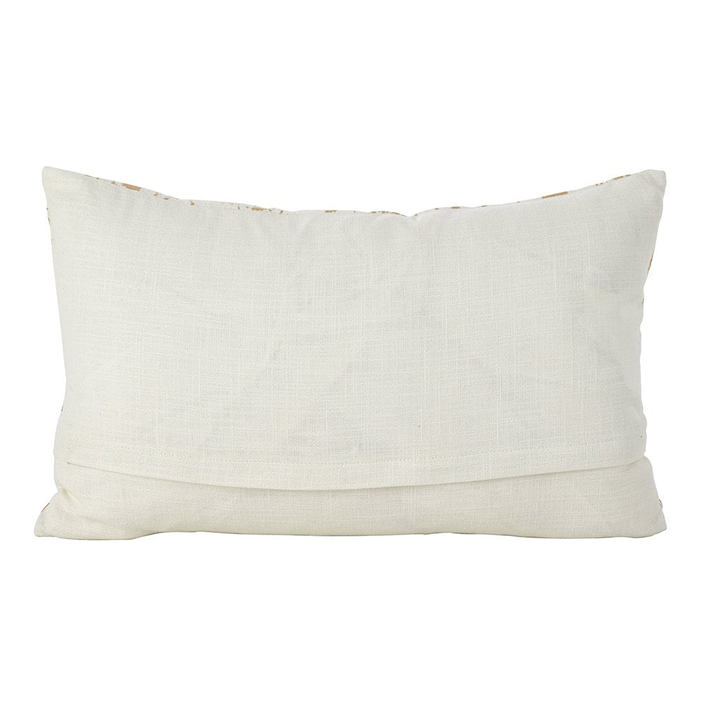 Fennco Styles Distressed Metallic Foil Design Cotton Throw Pillow - Gold Throw Pillow for Couch, Living Room and Bedroom Décor