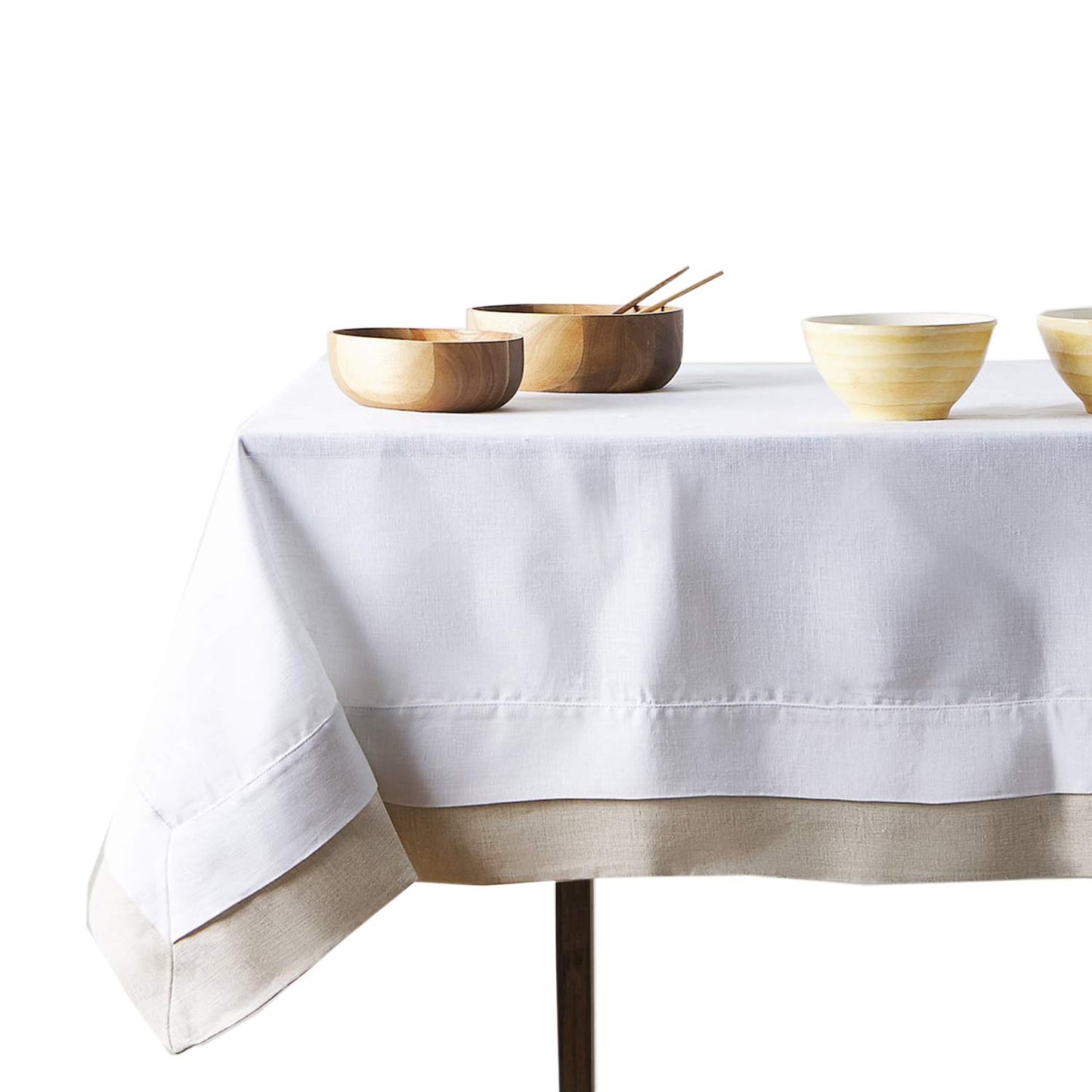 Fennco Styles Contemporary Double-Layer Design Linen Blend Table Linens – Natural Table Linens for Wedding, Celebration, Special Events and Home Décor