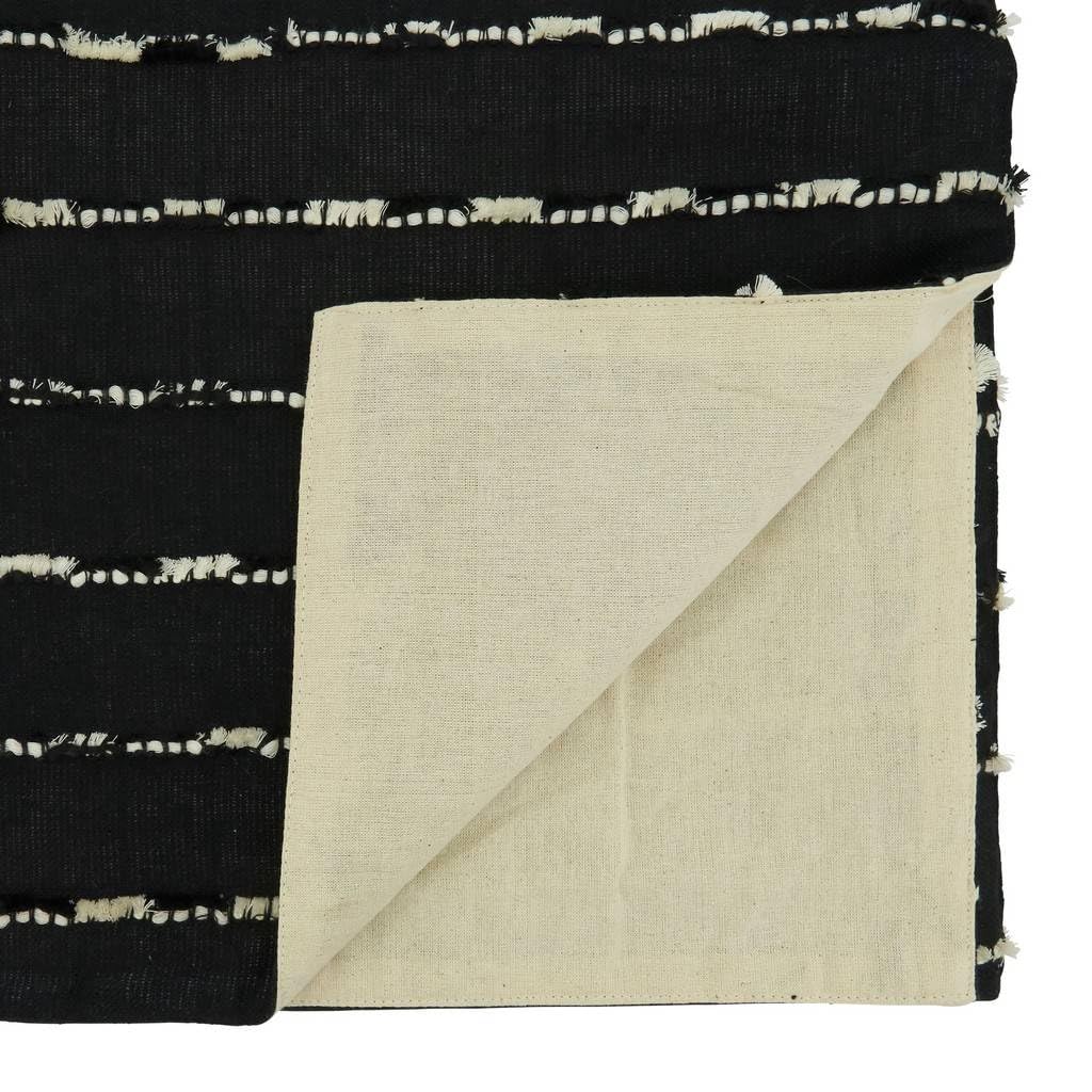 Fennco Styles Modern Stripe Design Table Runner 16" W x 72" L - Black Cotton Blend Table Cover for Home, Dining Room, Banquets, Family Gatherings and Special Occasions