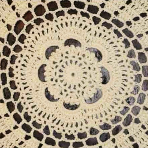 Fennco Styles Medallion Collection Handmade Crochet Cotton Tablecloth 90 x 90 Inch - Ecru Round Table Toppers for Wedding, Banquest, Special Events and Home Décor