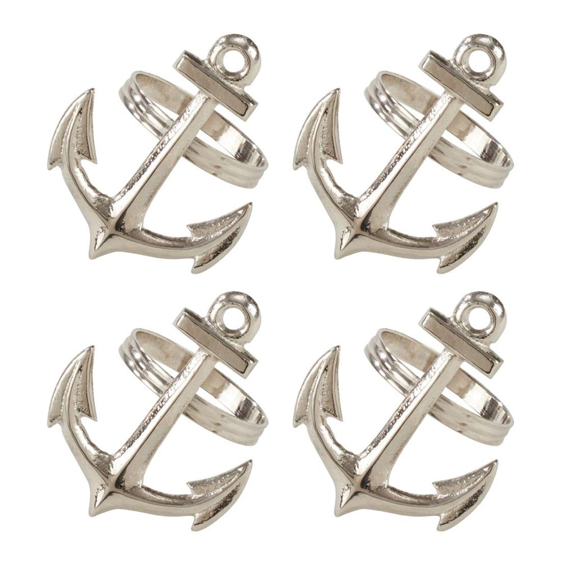 Fennco Styles Silver Brass Casual Napkin Rings, Set of 4 - Aluminium Napkin Holders for Home, Holiday Décor, Family Gathering and Special Events