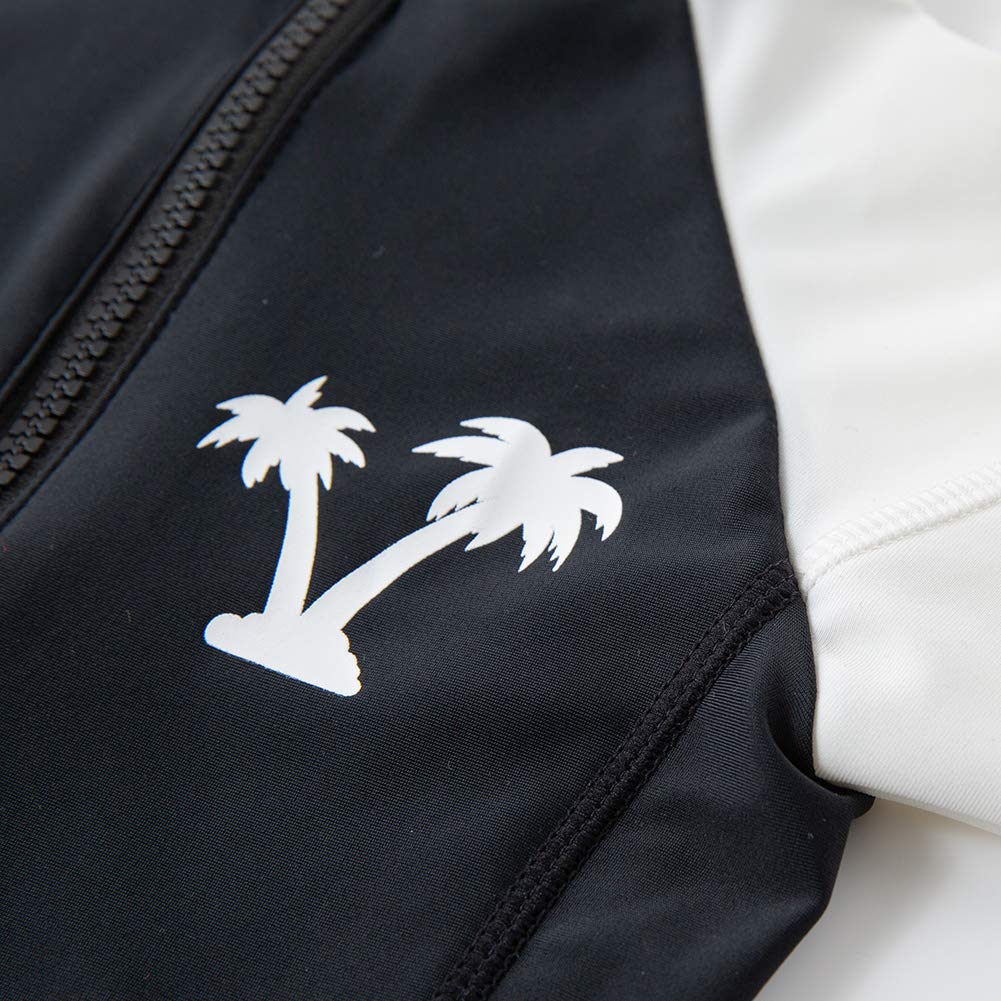 Styles I Love Kid Boys Black Long Sleeve One-Piece Zipper Rash Guard Swimsuit with Swim Hat 2pcs Beach Swimwear