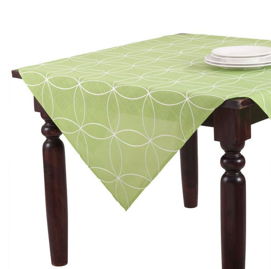 Fennco Styles Leonora Stitched Tile Design Lime Green Square Tablecloth 50" W x 50" L
