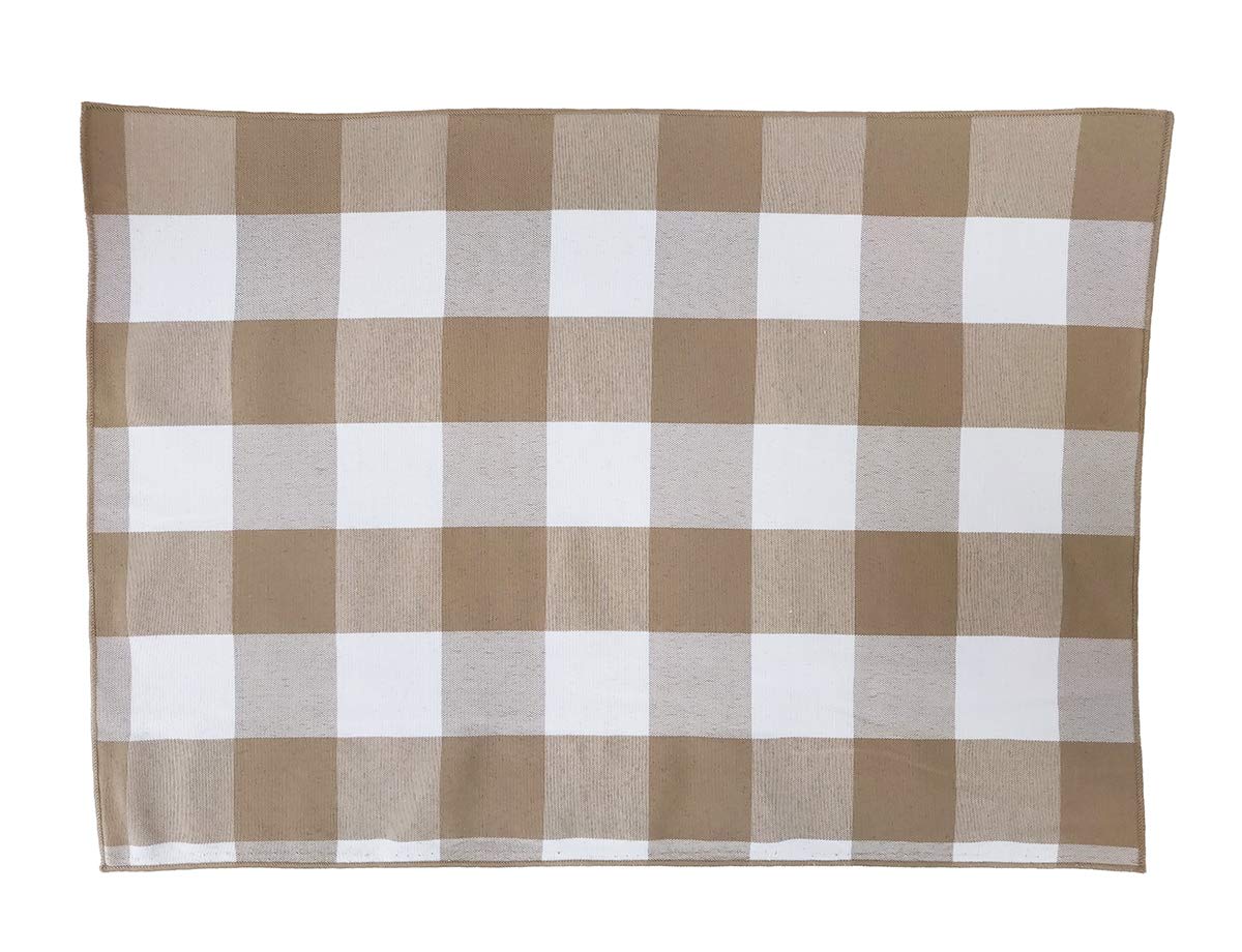 Fennco Styles Buffalo Check Double Layers Reversible Placemats 14" W x 20" L, Set of 4 - Handmade in USA - Plaid Table Mats for Everyday Use, Banquet, Holiday, Family Gathering, Special Occasion