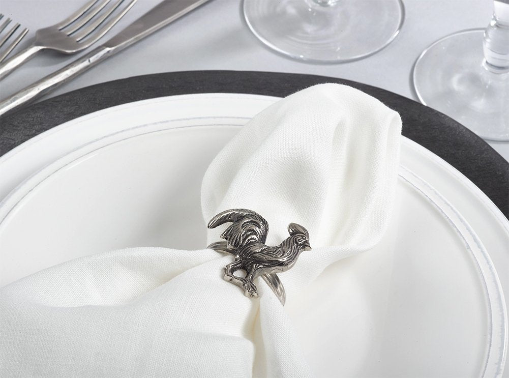 Fennco Styles Classic Brass Design Napkin Rings Holders - Set of 4