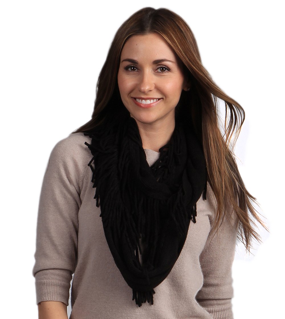 stylesilove Knitted Lightweight Infinity Fringe Women Fashion Scarf - 3 Colors