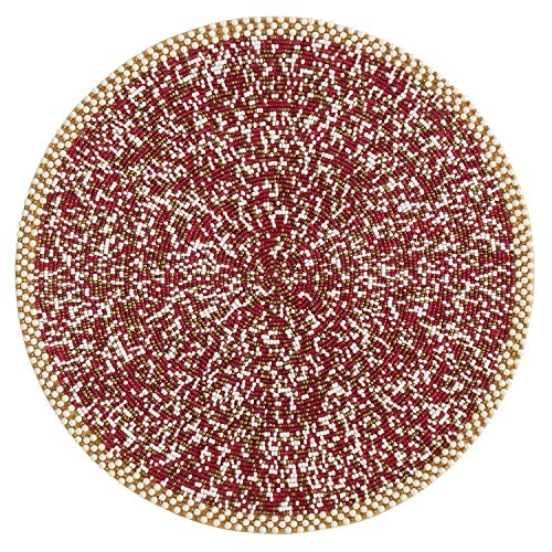 Fennco Styles Goa Collection Contemporary Pearl Glass Beaded 14 x 14 Inch Place Mat – Variety Color Placemat for Banquets, Family Gathering, Special Events and Home Décor