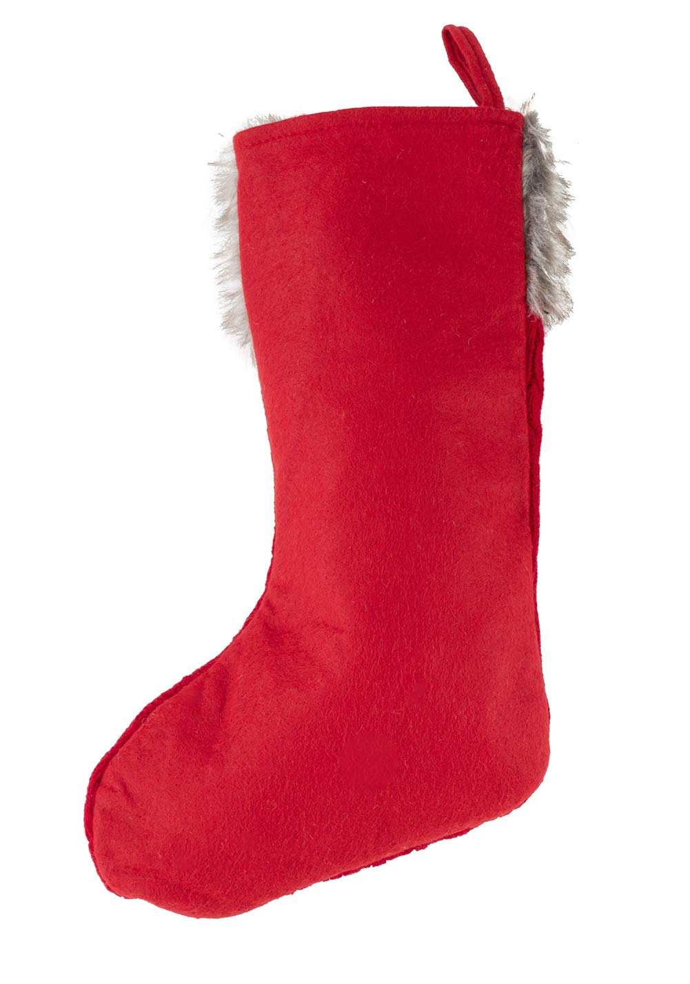 Fennco Styles Luxury Holiday Faux Fur Knit Christmas Stocking Holder (Red-Brown)