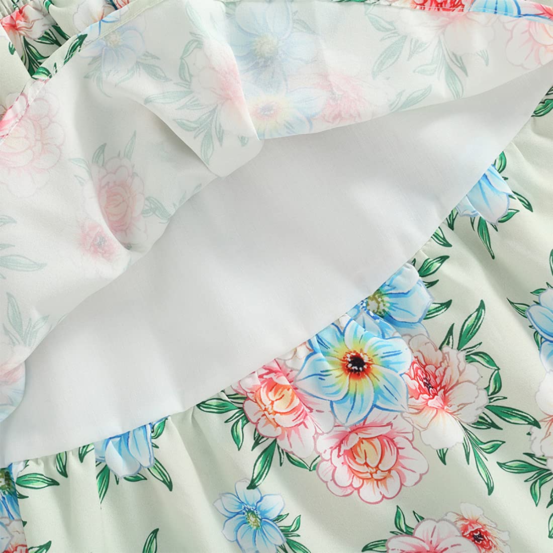 stylesilove Baby Toddler Girls Floral Print Smocked Tiered Sleeveless Dress & Headband 2pcs Summer Ruffle Sundress Outfit