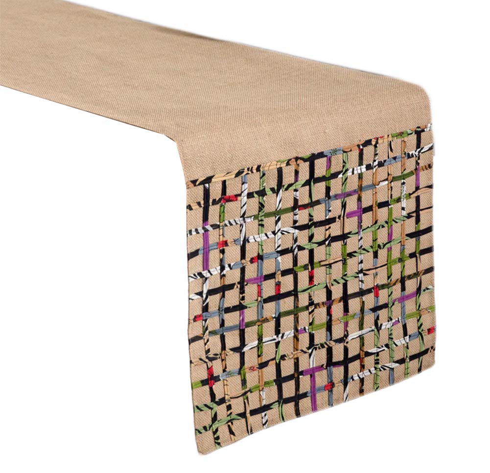 Fennco Styles Multi Color Open Weave Burlap Table Runner - Natural Jute Table Runner for Everyday Use, Wedding, Family Gathering, Indoor Outdoor Parties and Special Occasion