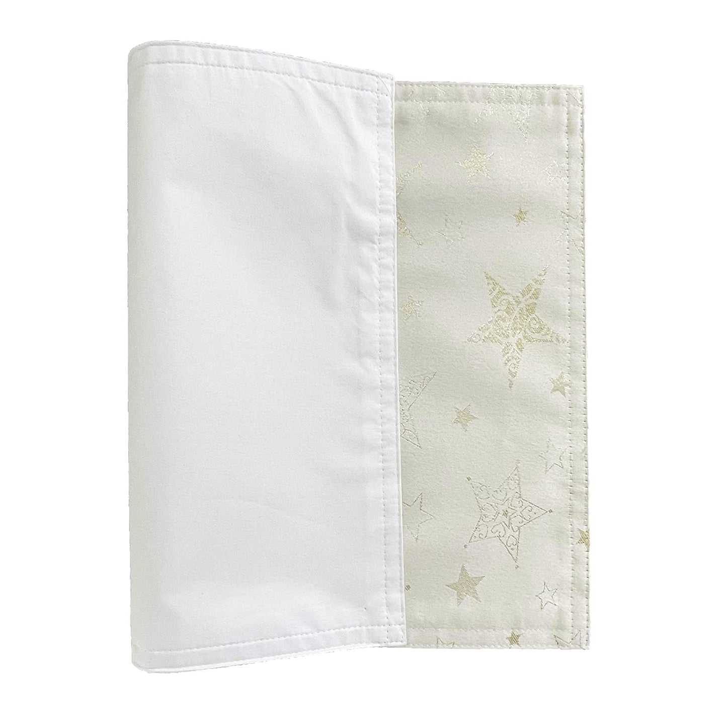 Fennco Styles Holiday Embroidered Metallic Star Table Runner 16" W x 54" W - Ivory Woven Table Cover for Home Décor, Banquet, Family Gathering, Christmas, Special Occasion