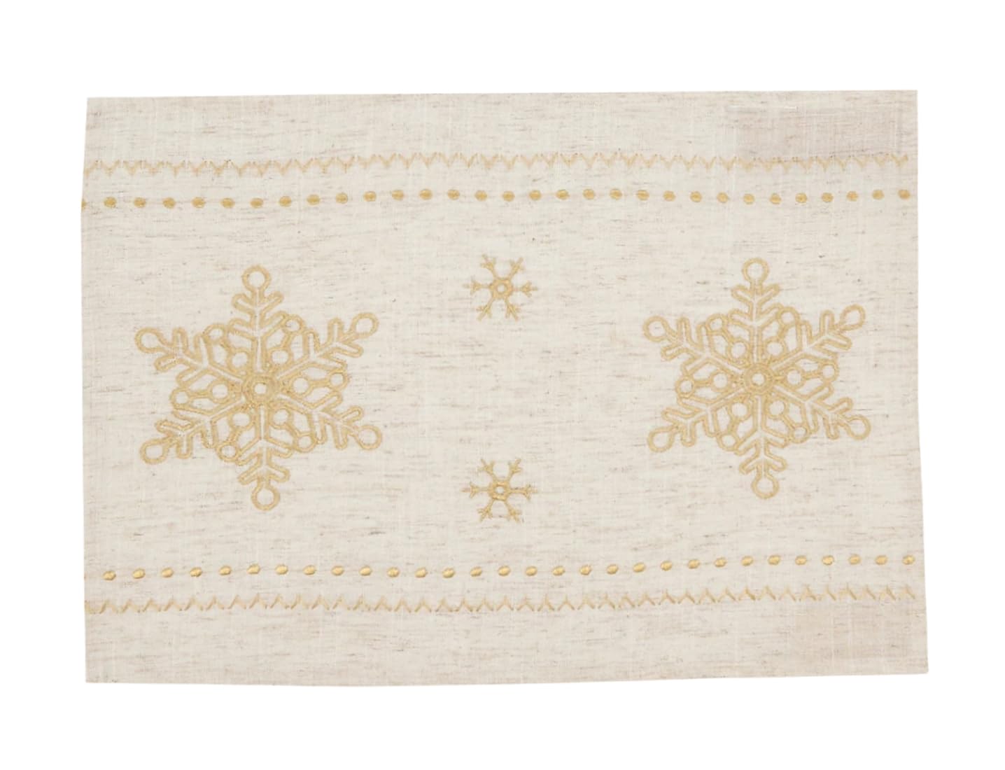 Fennco Styles Metallic Gold Embroidered Snowflake Christmas Table Runner 16" W x 72" L