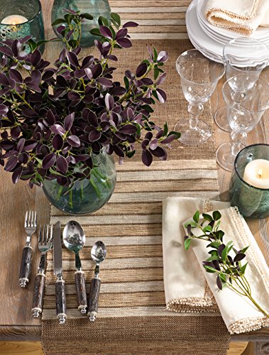Fennco Styles Woven Nubby Natural Ramie Rustic 14 x 72 Inch Table Runner - Texture Stripe Table Runner for Home Everyday Use, Kitchen, Banquets and Special Occasion Décor