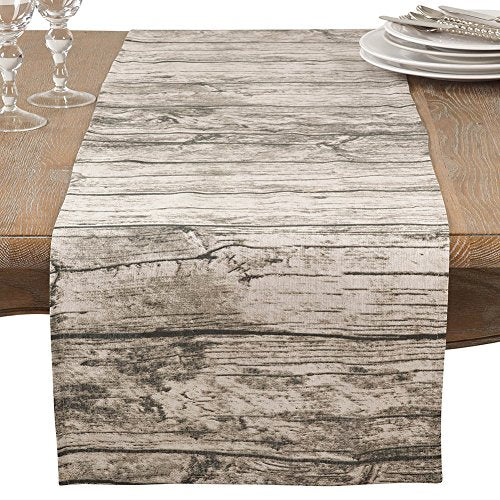 Fennco Styles Country Wood Grain Design Cotton Tablecloth - Natural Table Cover for Everyday Use, Banquets, Holiday Gathering and Outdoor Events