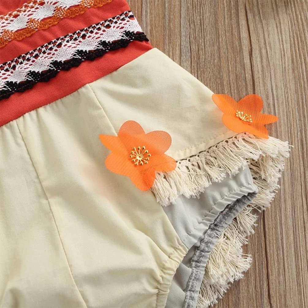 stylesilove Infant Baby Girls Lace Fringe Princess Adventure Romper Multicolor Sleeveless Flower Sunsuit Spring Summer Outfit