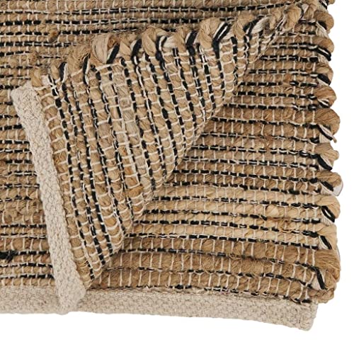 Fennco Styles Chindi Design Cotton Jute Table Runner 16" W x 72" L - Natural Handwoven Table Cover for Home, Dining Room, Banquets, Family Gatherings and Special Occasions