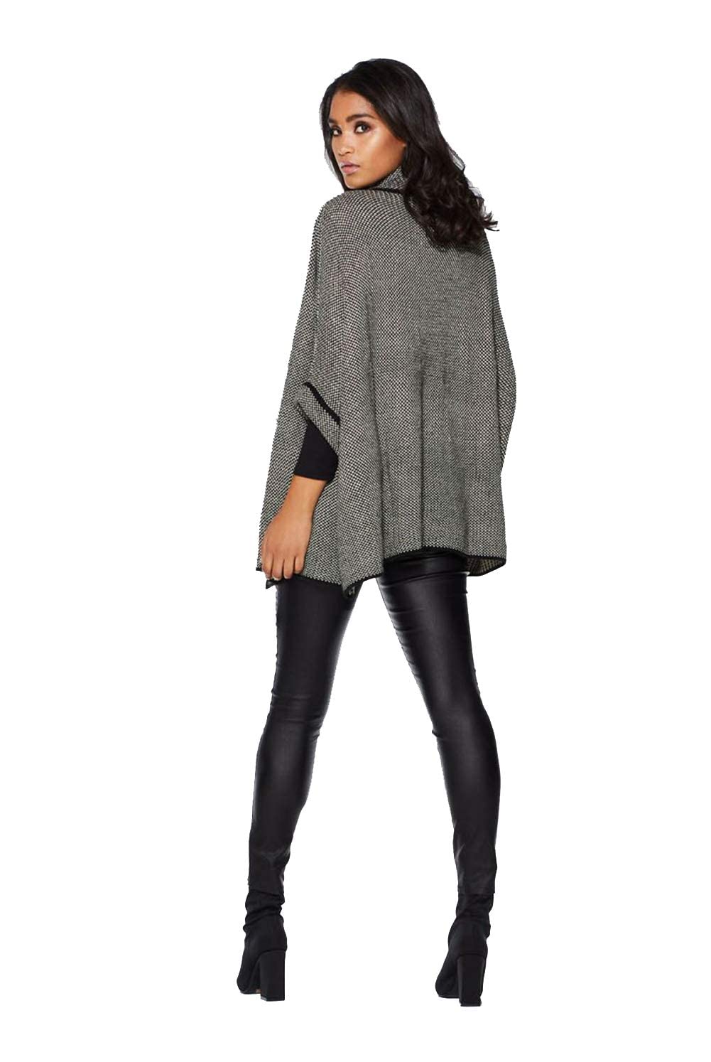 stylesilove Women Sweater Knit Cardigan with Buckle Fashion Jacket Shawl Poncho Warm Wrap for Fall Winter Season