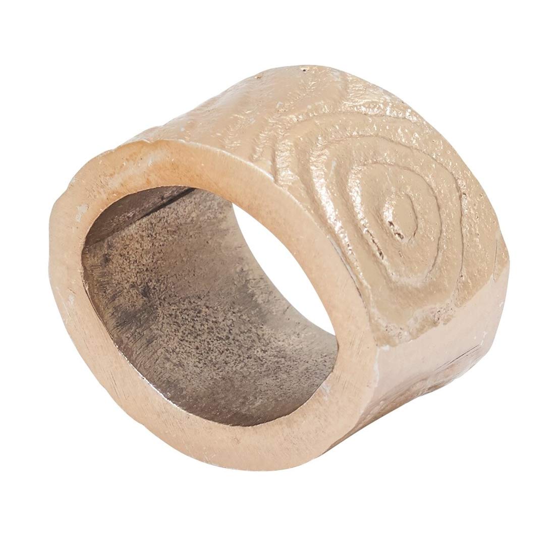 Fennco Styles Wood Grain Design Aluminum Napkin Rings, Set of 4 - Gold Metal Napkin Holders for Home, Dining Room, Banquet, Family Gathering, Holiday Décor and Special Occasion
