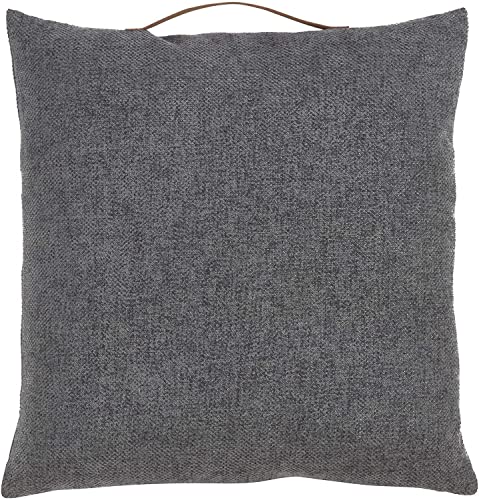 Fennco Styles Solid Chenille Decorative Filled Throw Pillow with Handle 18" W x 18" L – Accent Cushion for Couch, Bedroom, Living Room and Office Décor