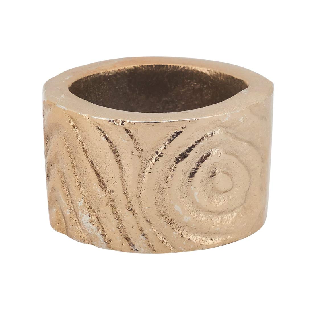 Fennco Styles Wood Grain Design Aluminum Napkin Rings, Set of 4 - Gold Metal Napkin Holders for Home, Dining Room, Banquet, Family Gathering, Holiday Décor and Special Occasion
