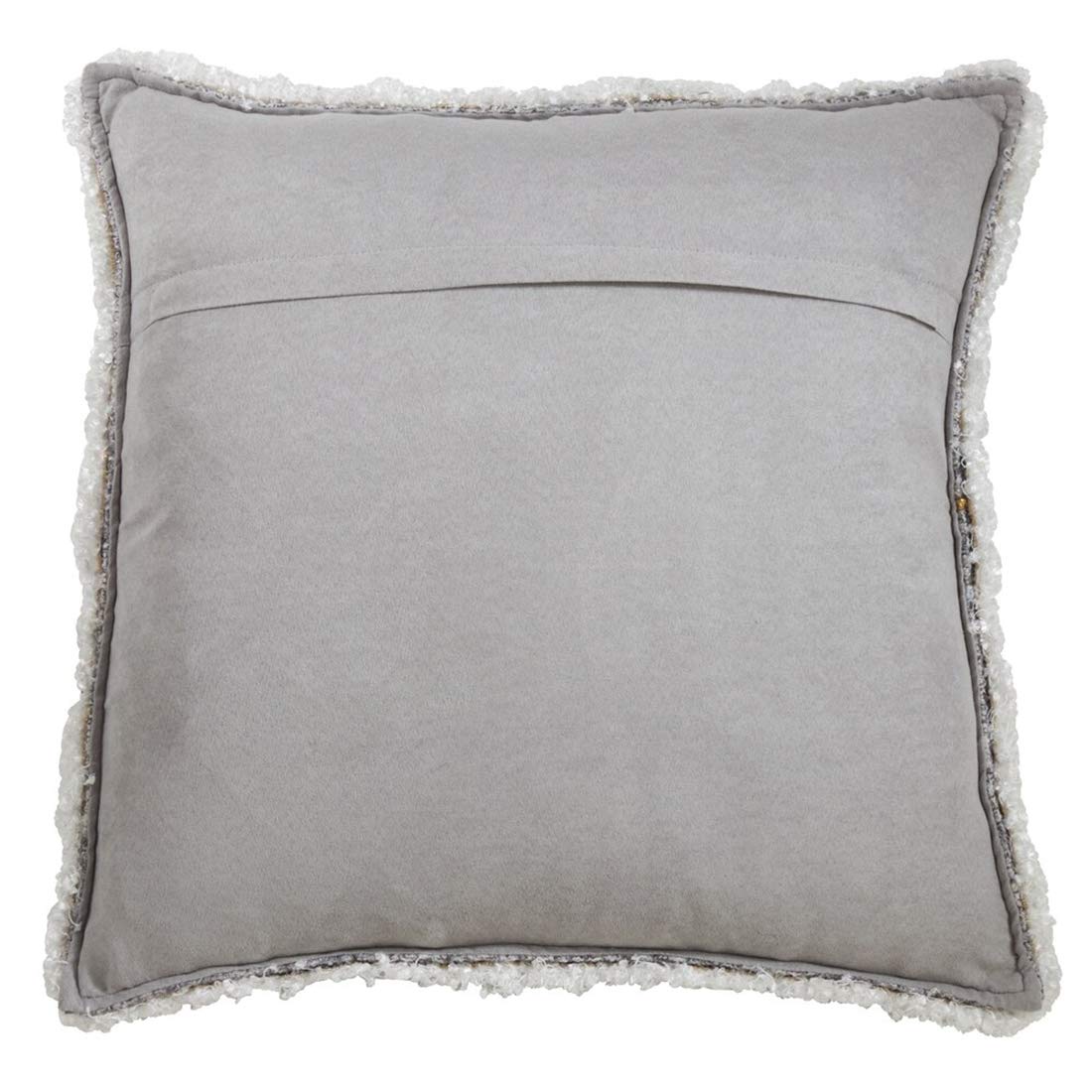 Fennco Styles Modern Shimmering Decorative Throw Pillow with Fringe Design – Neutral Accent Pillow for Couch, Sofa, Bedroom, Office and Living Room Décor
