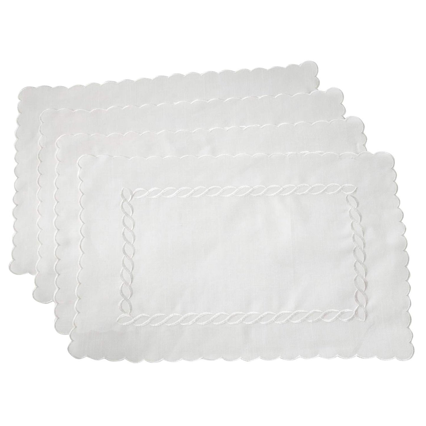 Fennco Styles Abigail Collection Embroidered Braid Pattern Ocean Waves Table Linens(14" x 20" Place Mat)