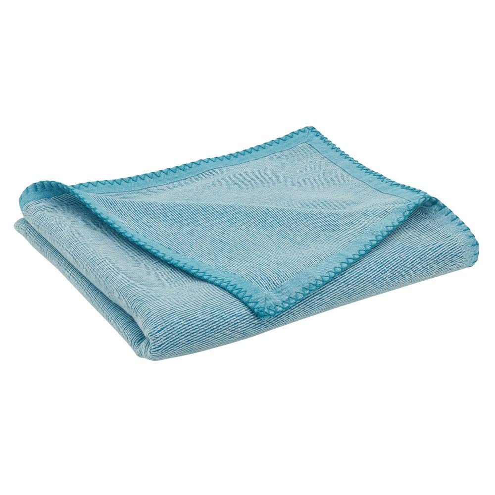 Fennco Styles Luxury Cotton Knit Whipstitch Throw Blanket 50" W X 60" L - Solid Blanket for Bed, Couch, Sofa, Home and Office Décor
