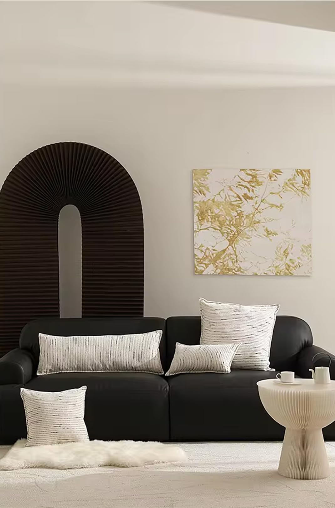 Fennco Styles Black Stripe Chenille Decorative Filled Throw Pillow - White Woven Soft Cushion for Home, Couch, Bedroom, Living Room and Office Décor