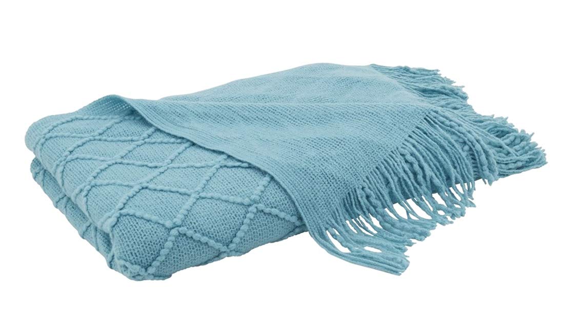 Fennco Styles Diamond Pleats Knit Modern Tassel 50 x 60 Inch Throw - Throw Blanket for Bed, Couch, Sofa, Home Décor, Ideas