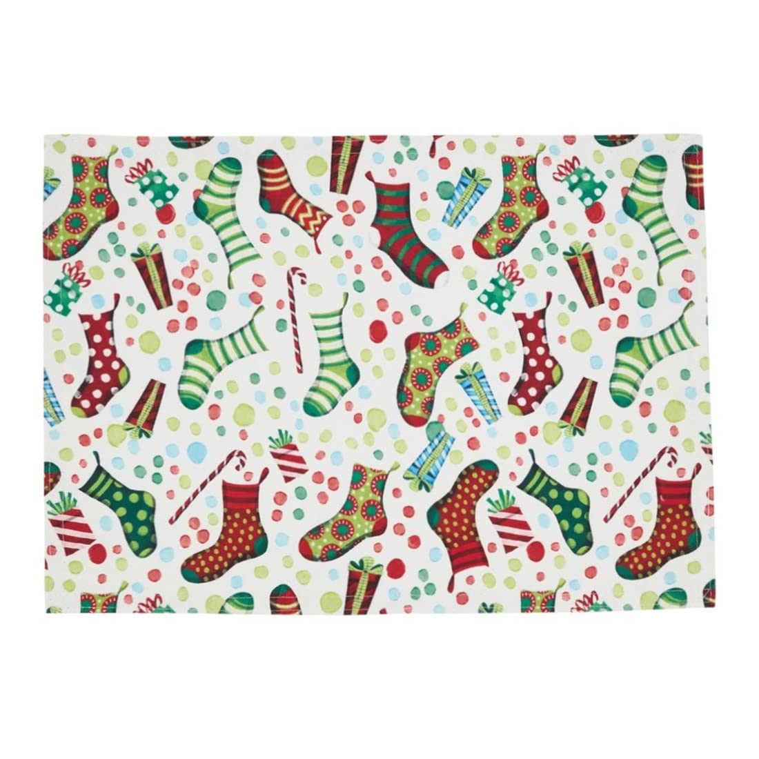Fennco Styles Christmas Stockings Holiday Table Runner 16" W X 70" L - Multicolor Stocking Print Festive Table Cover for Christmas Décor, Dining Room, Banquet, Family Gathering and Special Events