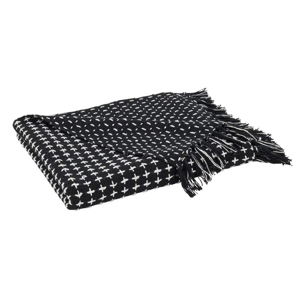 Fennco Styles Sevan Collection Contemporary Stitch Fringed 100% Cotton 50 x 60 Inch Throw – Variety Design Throw Blanket for Couch, Bedroom and Living Room Décor