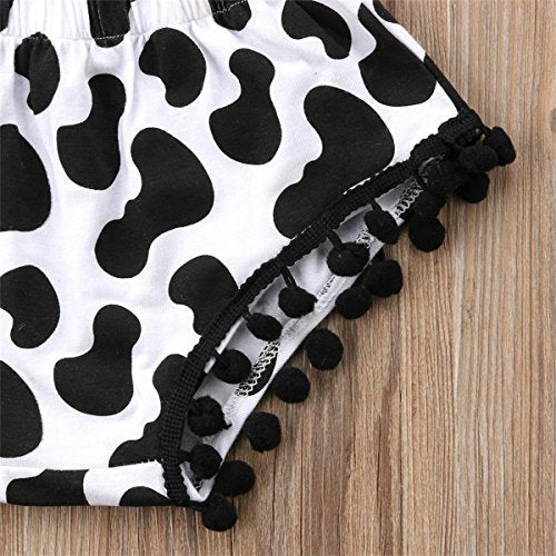 stylesilove Baby Girls Cowgirl Red Bandana Top with Pom Pom Trim Bloomers and Headband 3pcs Outfit