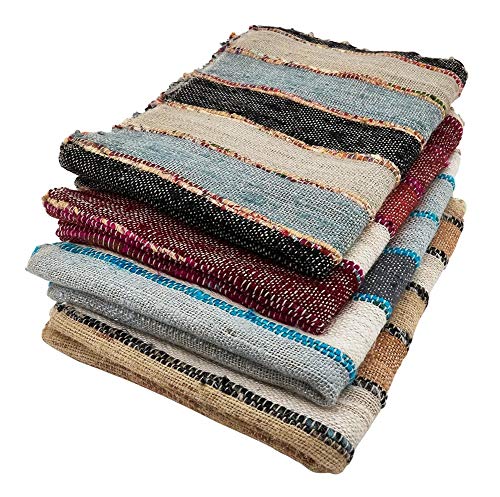 Fennco Styles Woven Chindi Striped Fringe 100% Cotton Table Runner 16 x 72 Inch - Multi Table Cover for Home Décor, Dining Table, Banquets, Family Gathering and Special Occasion