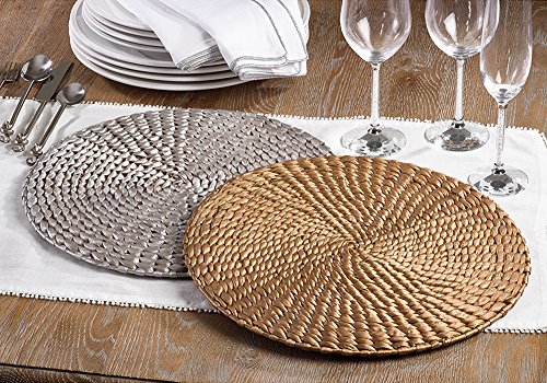 Fennco Styles Natural Water Hyacinth Decorative Hand Woven Rattan Placemat 15" Round