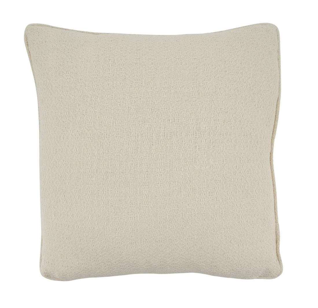 Fennco Styles Delicate Flower Applique Cotton Decorative Throw Pillow Cover 18 x 18 Inch - Ivory Accent Cushion Case for Home, Couch, Living Room and Everyday Décor
