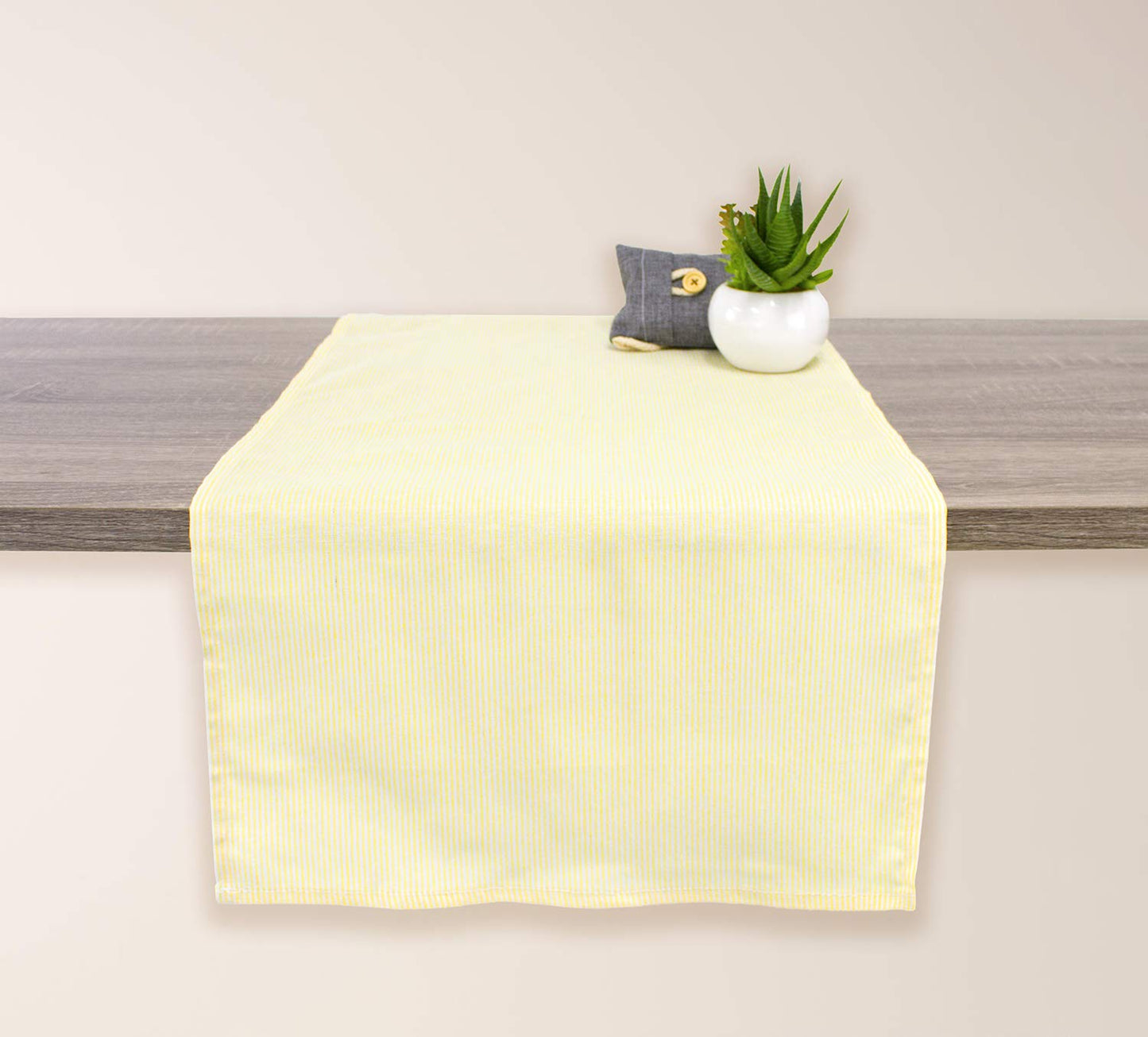 Fennco Styles Farmhouse Neutral Striped 100% Pure Cotton Tablecloth - Yellow Tablecloth for Everyday Use, Banquets, Family Gathering, Special Events and Home Décor