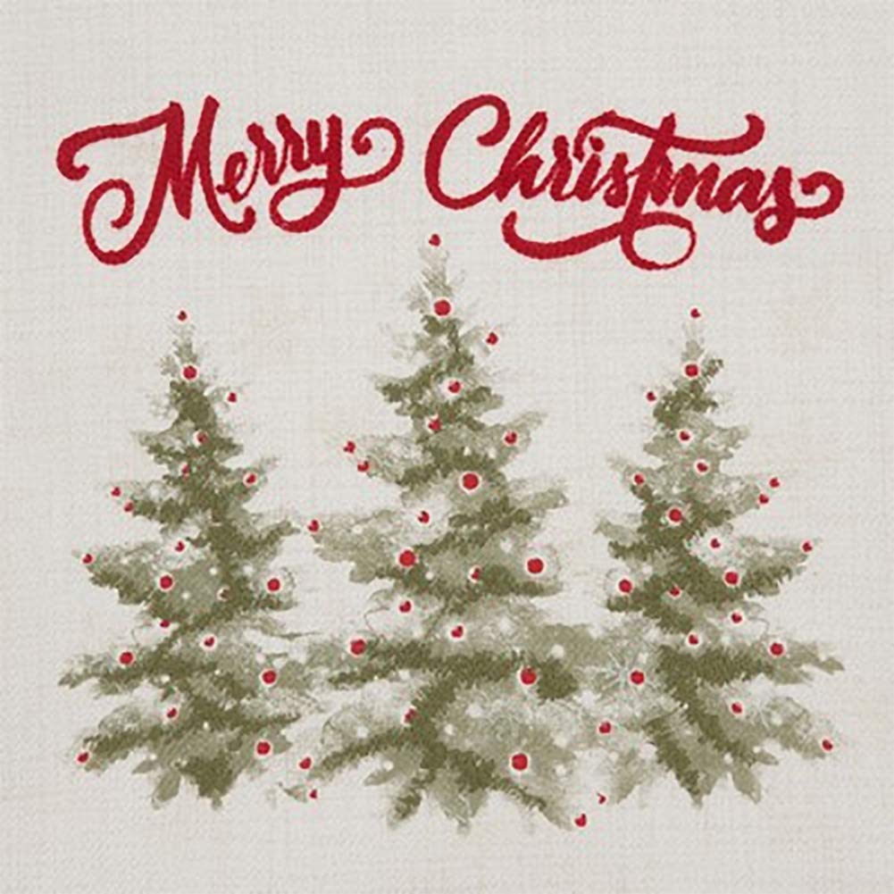 Fennco Styles Merry Christmas Holiday Trees Decorative Table Runner 13" W x 72" L - Natural Festive Table Cover for Banquets, Christmas, Special Events and Home Décor