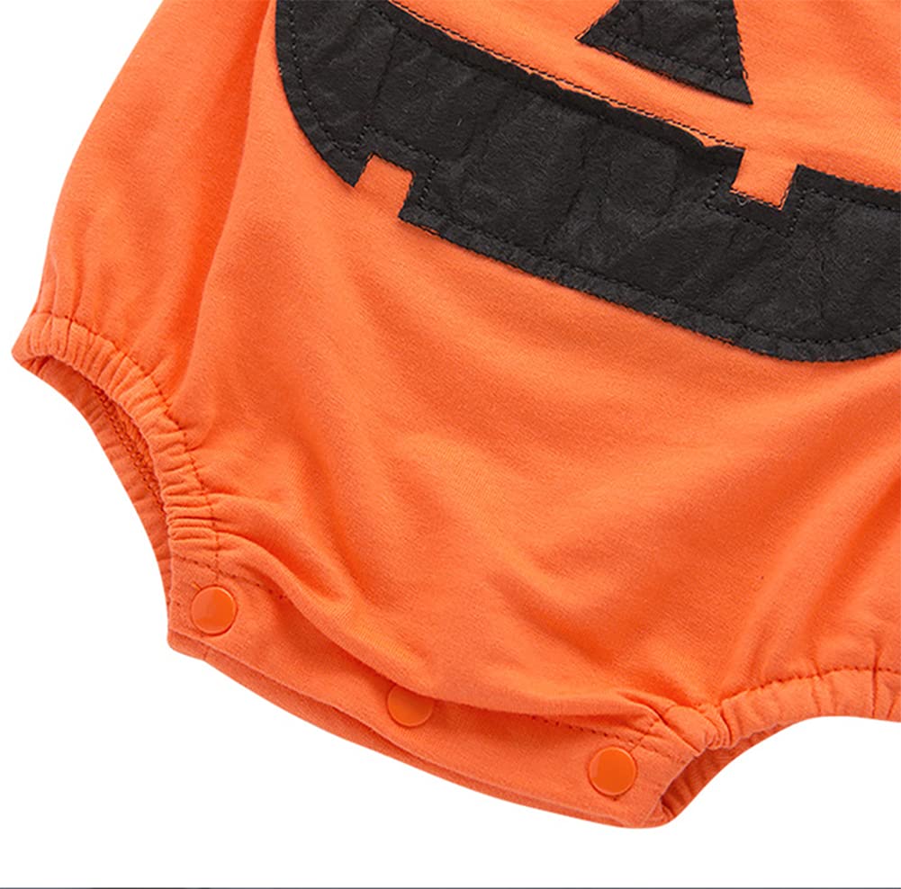 Styles I Love Infant Unisex Baby Boys Girls Fun Pumpkin Face Sleeveless Orange Cotton Romper Halloween Outfit