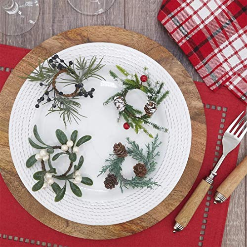 Fennco Styles Handmade Christmas Decorative Napkin Rings, Set of 4 - Green Napkin Holders for Home, Dining Room, Banquet, Family Gathering, Holiday Decor and Special Occasion