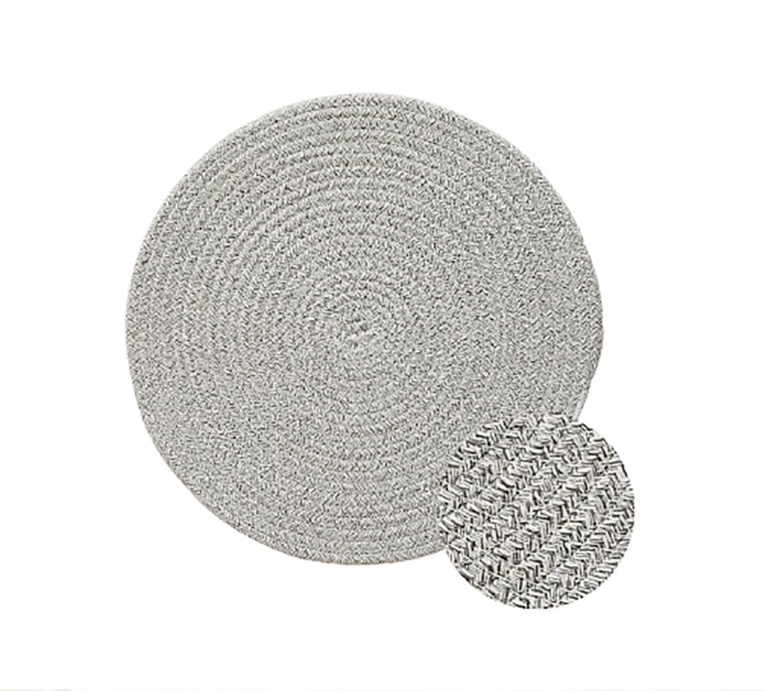 Fennco Styles Braided Design Solid Everyday Placemats 12" Round, Set of 4 - Textured Heat Resistant Insulation Table Mats for Home, Kitchen Décor, Dining Table, Banquets, Holidays