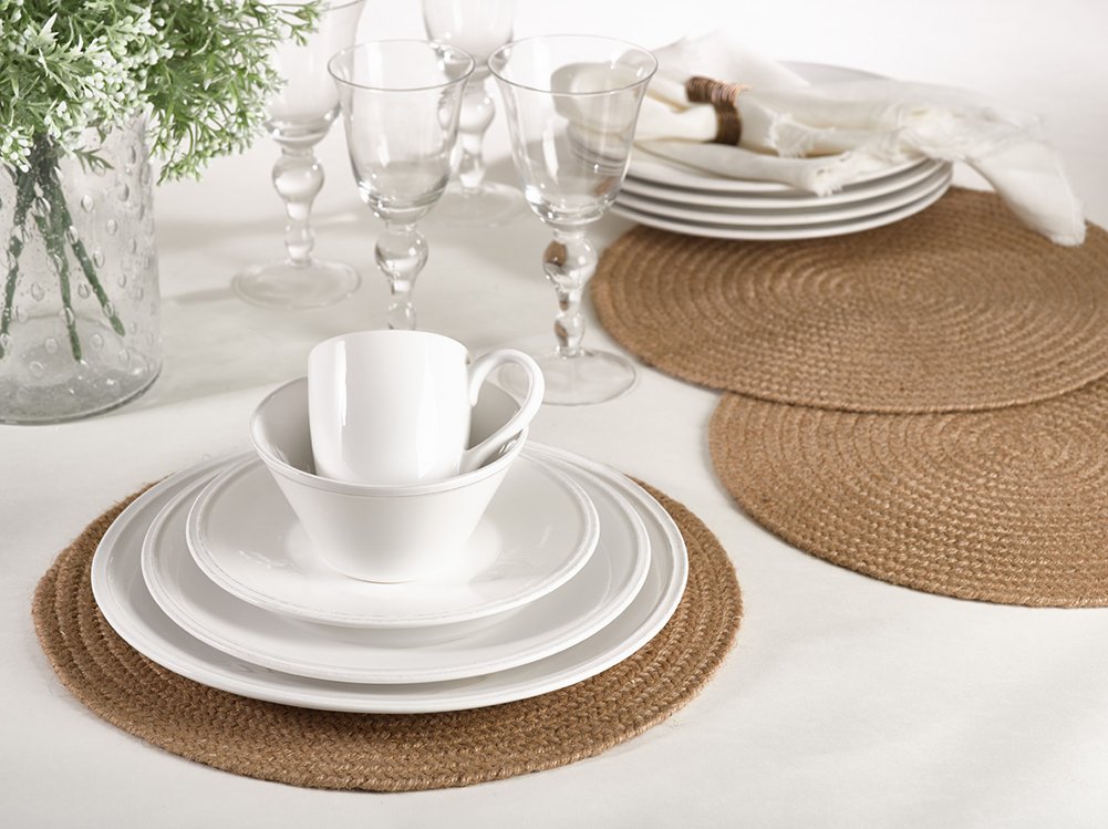 Fennco Styles Jute Natural Design 15-inch Round Placemat - Set of 4